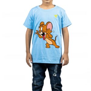 Kids Sky Blue Printed T-Shirt